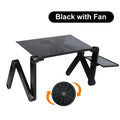 Adjustable Foldable Aluminum Laptop Stand with Cooling Fan and Removable Mouse Pad, Portable Lap Desk for Up to 17-inch Laptops