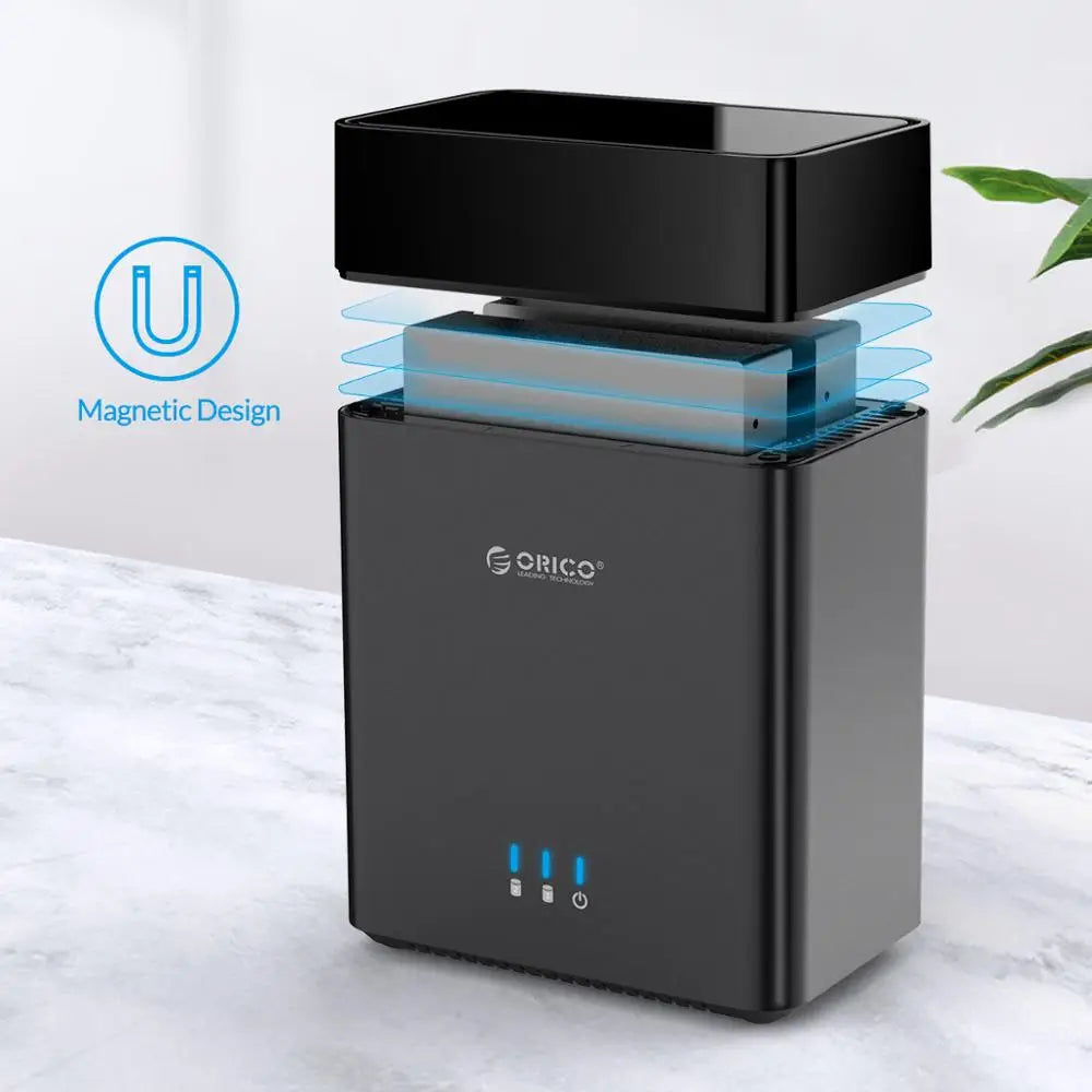 2-Bay 3.5-inch Type-C HDD Enclosure USB 3.1 Gen1 5Gbps UASP Magnetic Docking Station (12V 4A)