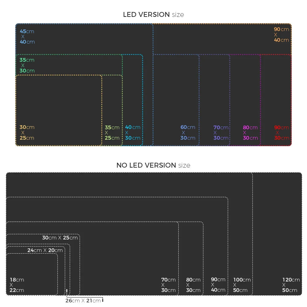 RGB LED Gaming Mouse Pad — Waterproof Large Desk Mat, Non-Slip Rubber, Multiple Sizes (70 x 30–90 x 40 cm / 27.6 x 11.8–35.4 x 15.7 in)