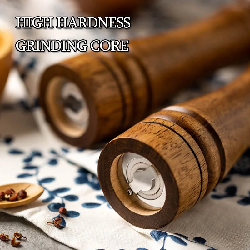 Adjustable Ceramic Pepper & Salt Grinder - Oak Wood Spice Mill, 5/8/10 Inch (12.7/20.3/25.4 cm)