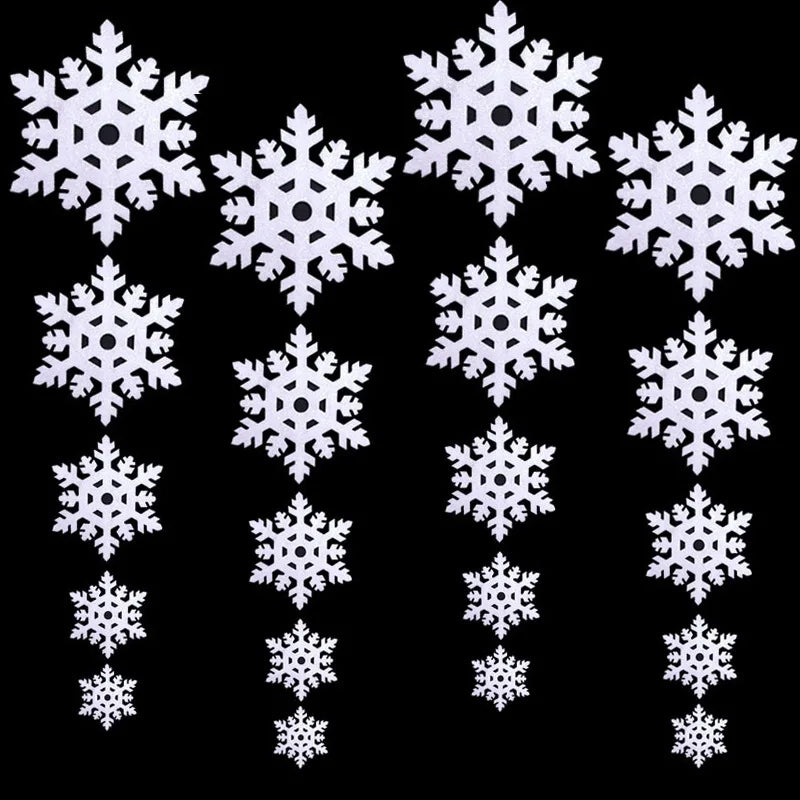 5-Pack White Foam Snowflake Ornaments - 9, 14, 20, 28, 41 cm (3.5, 5.5, 7.9, 11.0, 16.1 in) Christmas Tree & Window DIY Decorations