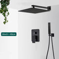 Matte Black Concealed In-Wall Rainfall Shower System with Tub Spout - Wall-Mount Mixer Faucet Set