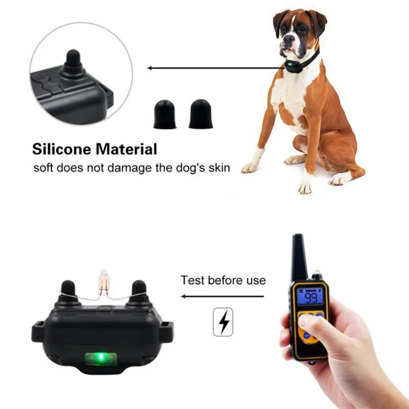 Waterproof Electric Dog Training Collar with Remote — Rechargeable Anti-Bark, Vibration/Shock/Beep, Adjustable up to 26.4 in (67 cm)
