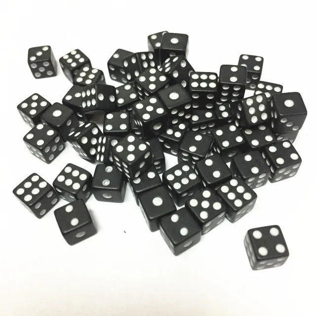 50-Pack 8mm Mini Plastic Dice (6 Colors) – Standard 6-Sided Game Dice for Board Games & Party Favors