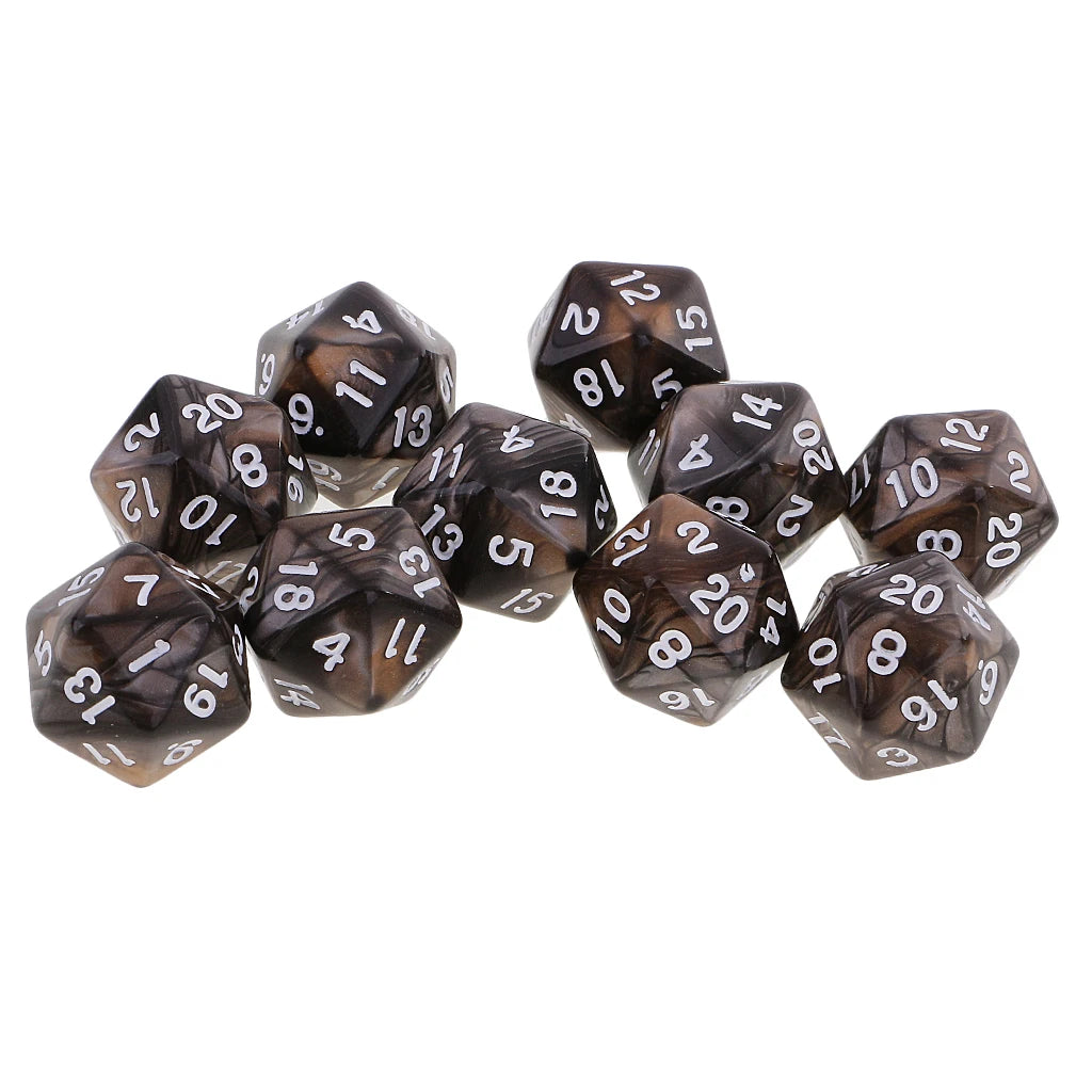 10-Pack Double-Color D20 Polyhedral Dice Set 20-Sided RPG Tabletop Gaming Dice 16 mm (0.63 in)