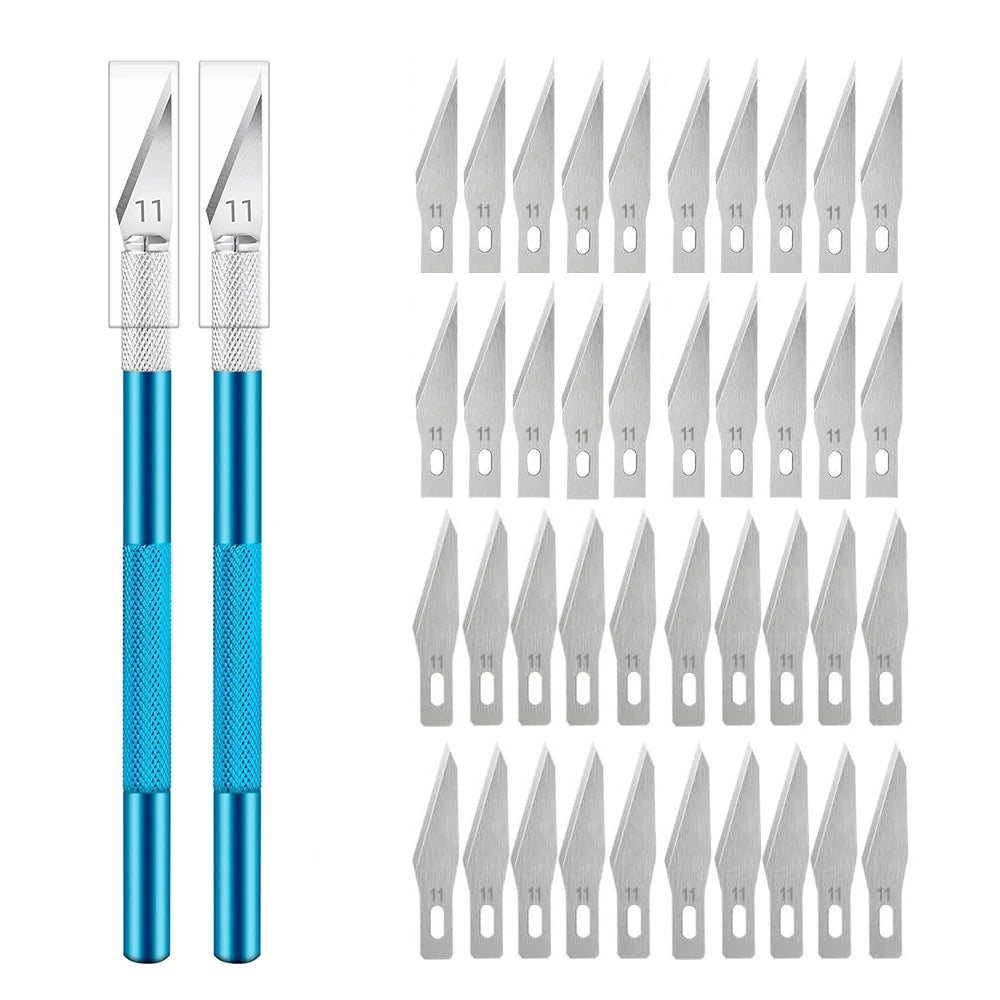 Non-Slip Metal Engraving Craft Knife Kit with #11 Blades — Precision PCB & Mobile Phone Repair Tool (10 or 40 pcs)