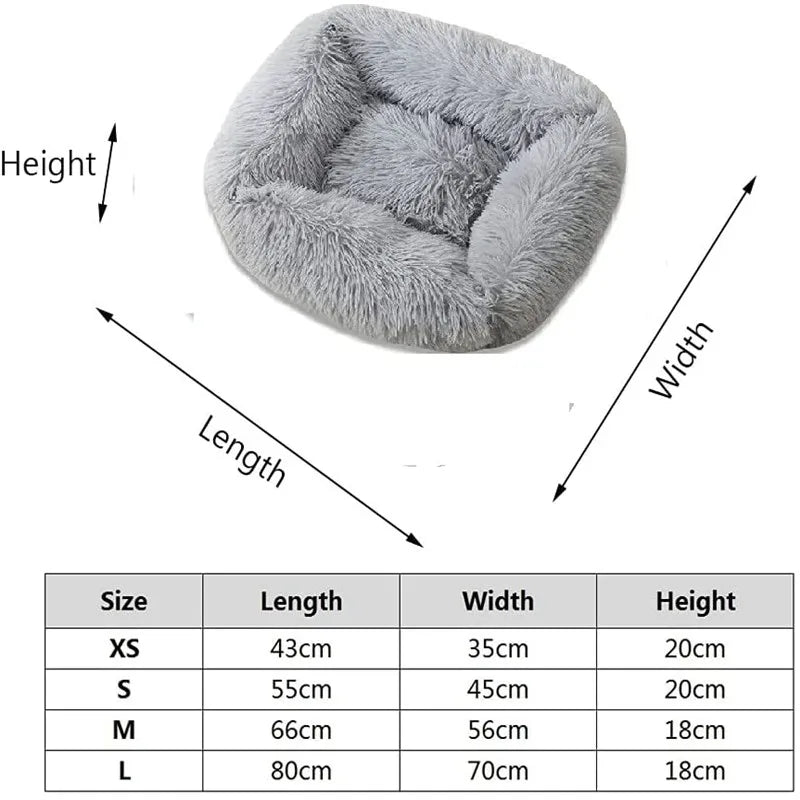 Luxury Plush Square Dog Bed Calming Washable Pet Mat for Small Medium Large Dogs (XS S M L)