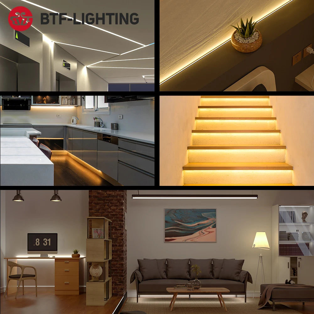FCOB COB LED Strip Light 336/480/528 LEDs/m CRI90 Dimmable 12V/24V Warm/Natural/Cool White