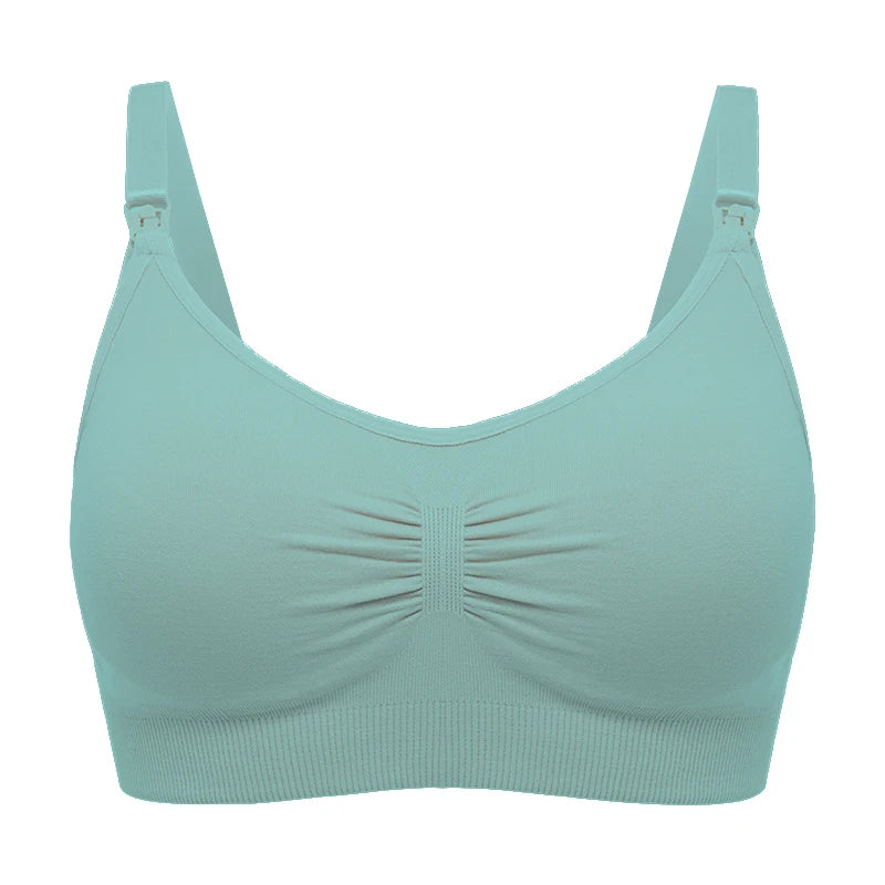Plus Size Nursing Bra Breathable Seamless Maternity Breastfeeding Bra Wire-Free with Removable Pads