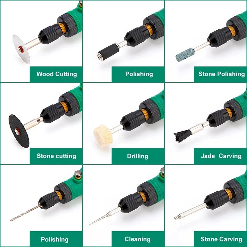 Mini Rotary Tool Kit — 3-Speed Engraver & Grinder with 25-Piece Accessories (100–240V / 3.7V)