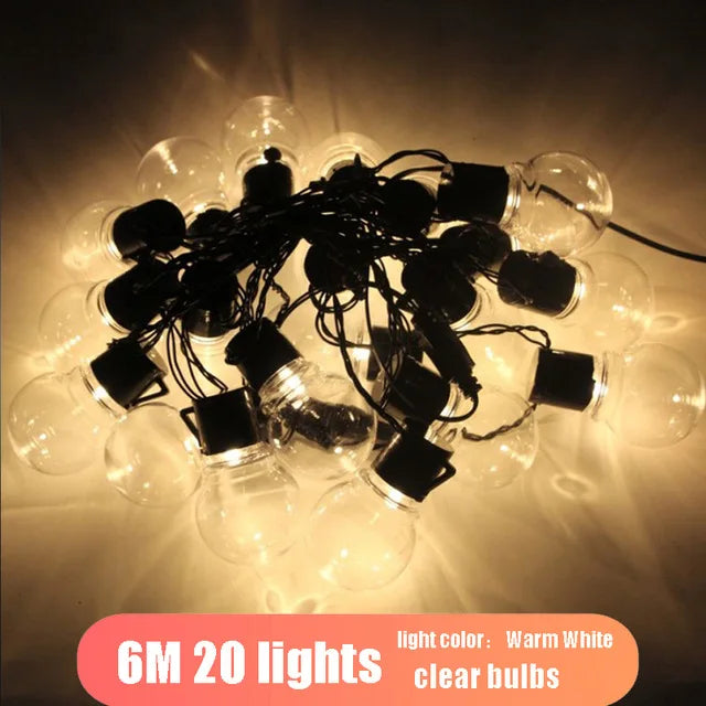 LED Globe String Lights 6m/10m (20/38 Bulbs) Waterproof Outdoor White/Warm White - Wedding Party Garden Christmas