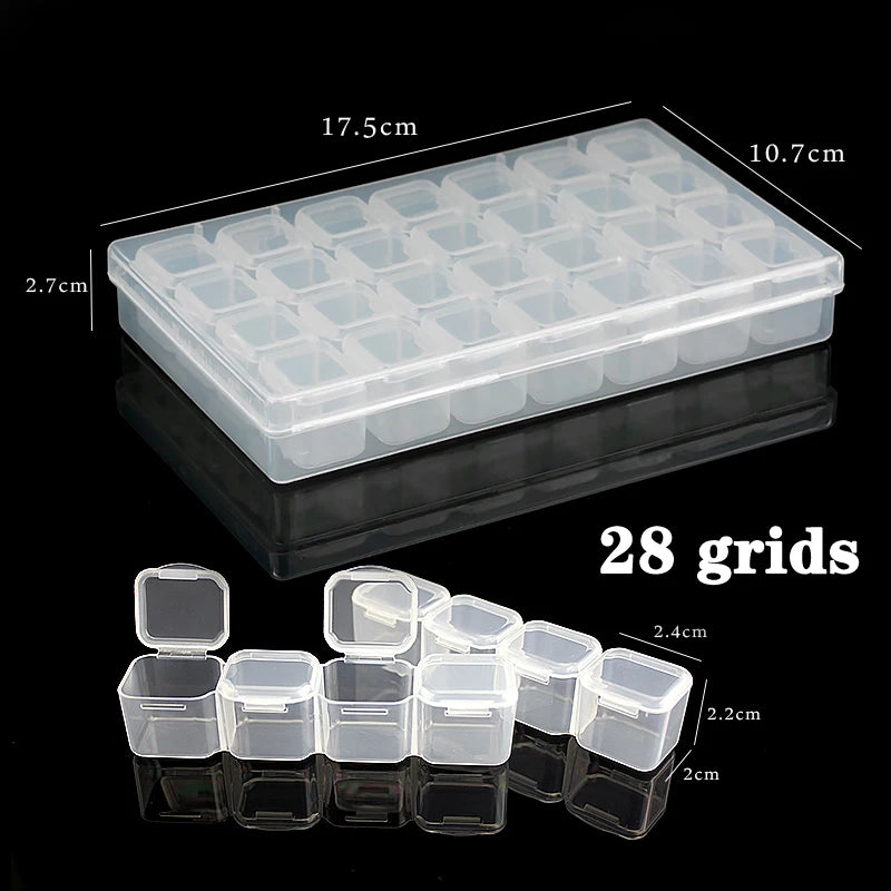 Adjustable Plastic Jewelry Organizer Box 10/15/24 Compartment Bead & Craft Storage Case