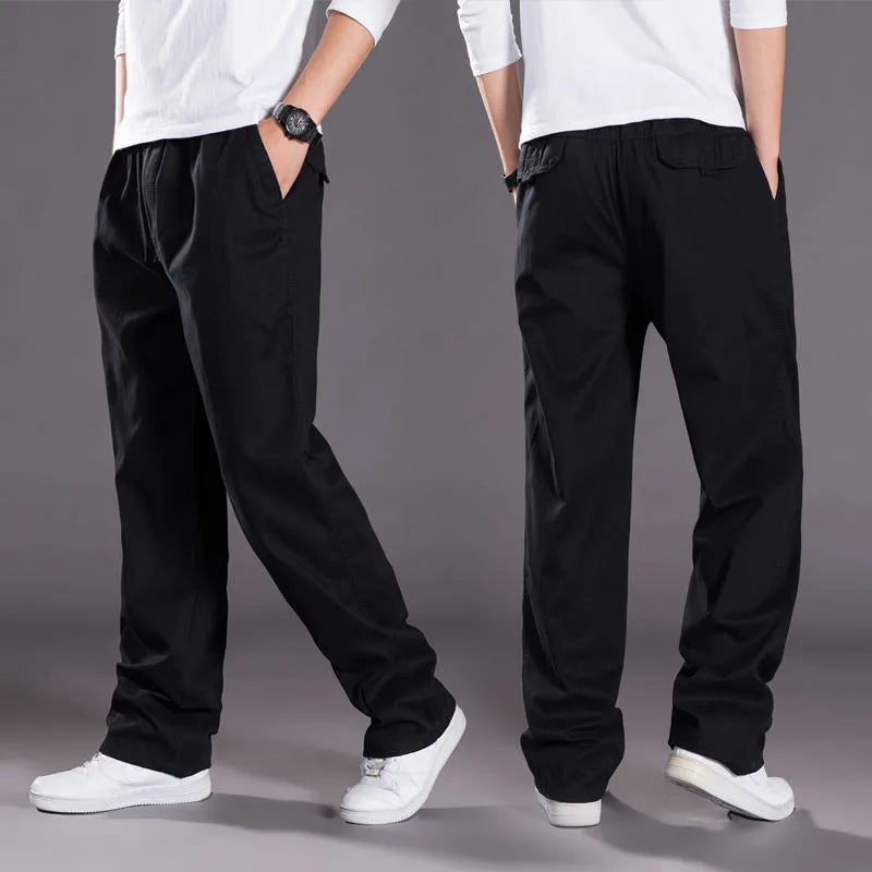 Men's Cotton Cargo Pants – Casual Work Joggers with Pockets, Waist 29–46 in (74–117 cm) | Up to 6XL
