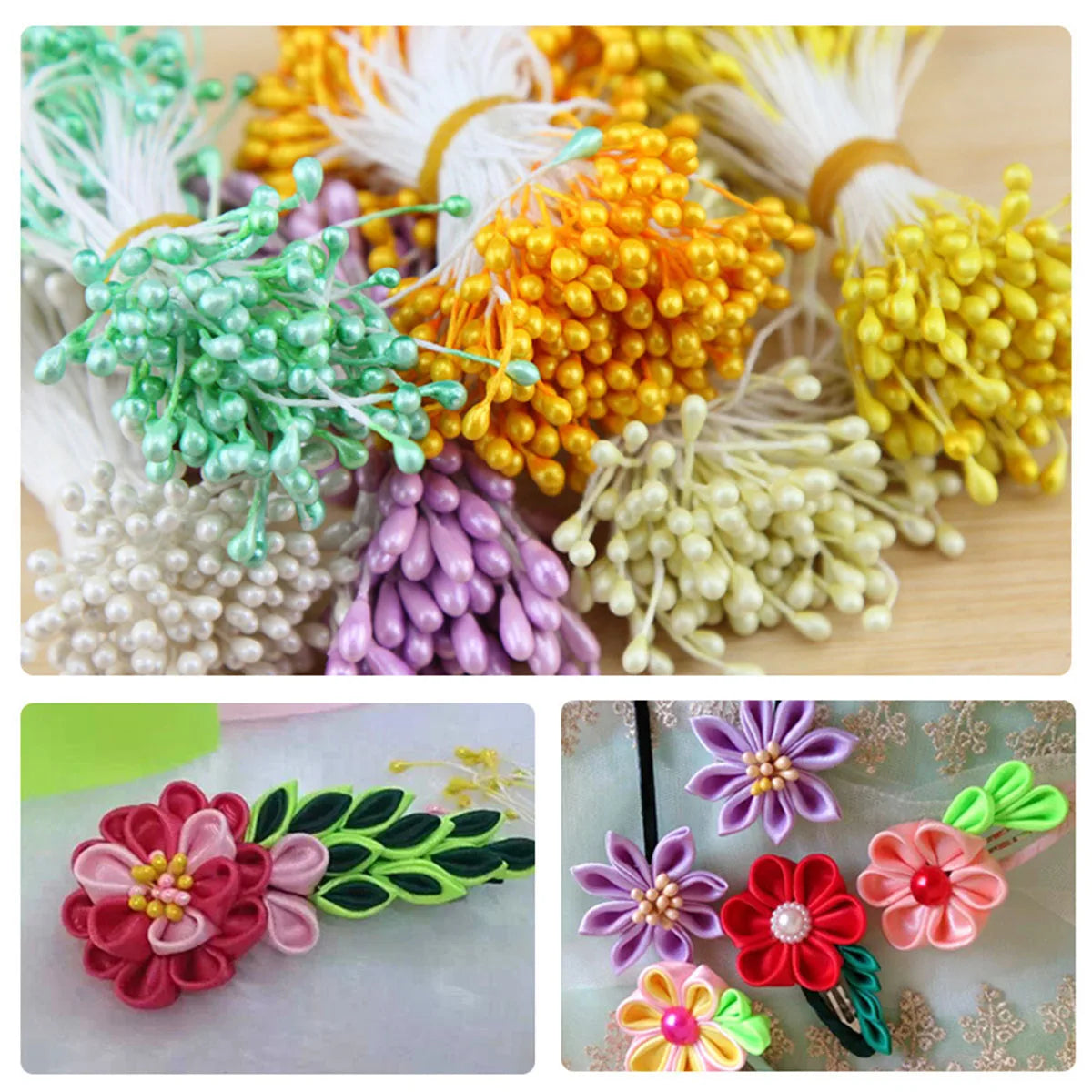 120-150 Pcs 55mm (2.17 in) Artificial Flower Stamens - Multicolor Double-Head DIY Wedding & Scrapbook Decorations