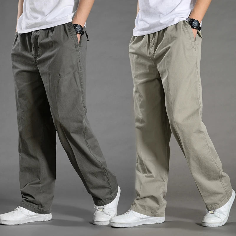 Men's Cotton Cargo Pants – Casual Work Joggers with Pockets, Waist 29–46 in (74–117 cm) | Up to 6XL