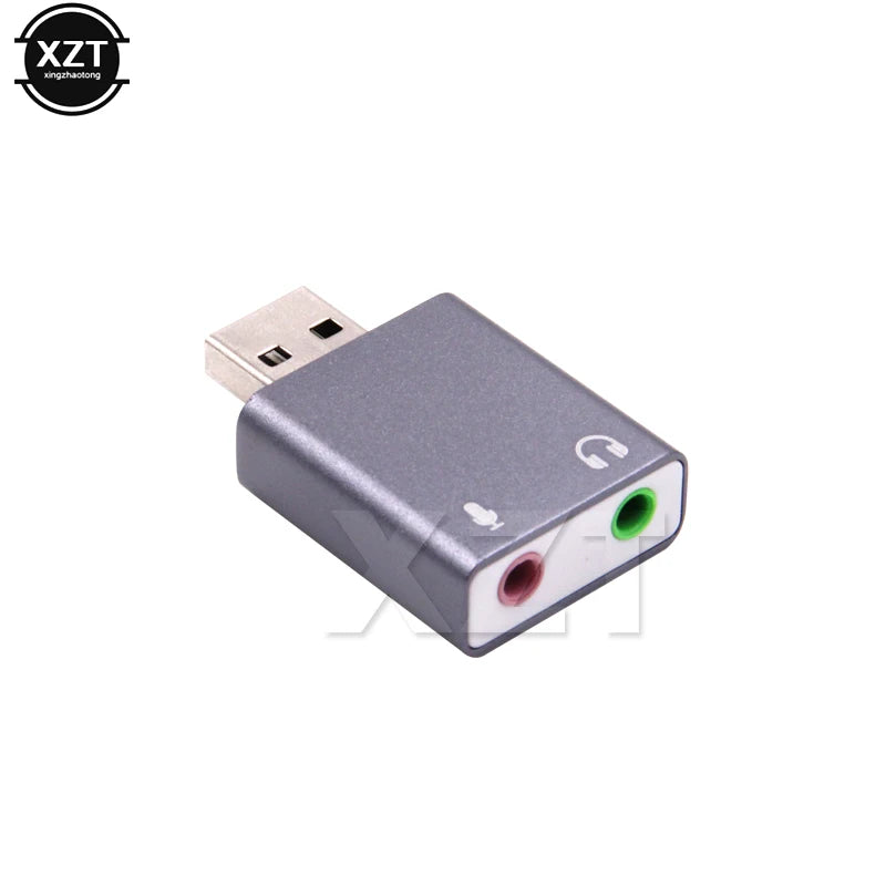 Ultra-Portable USB External Sound Card Adapter — Virtual 7.1 Surround, Mic-In & Audio-Out, Plug-and-Play