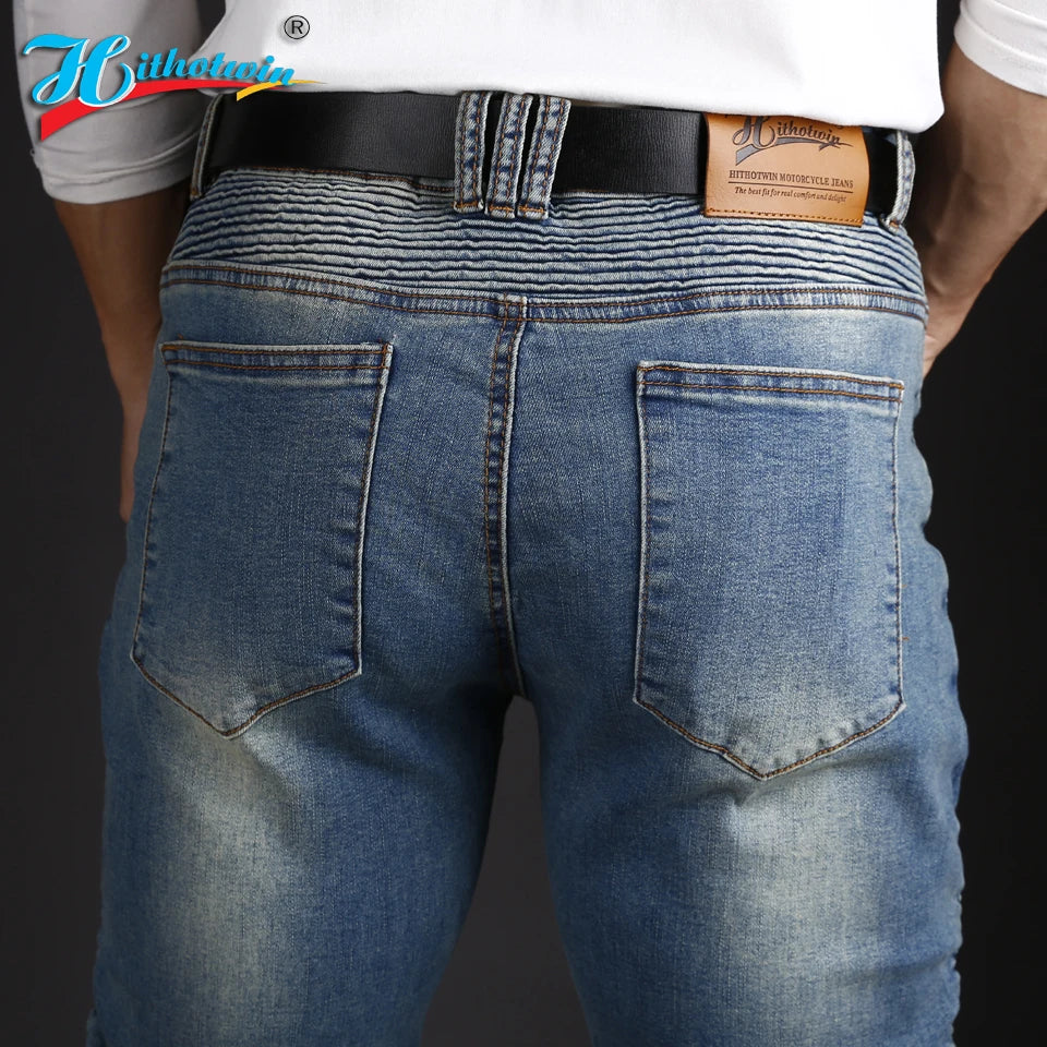 Motorcycle Riding Jeans with Removable CE Level 1/2 Knee Armor, Kevlar Racing Moto Pants