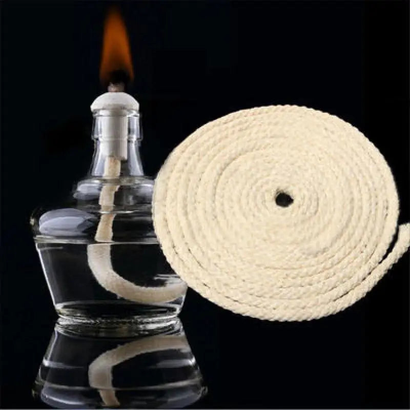 Round Cotton Oil Lamp Wicks — Replacement Wicks for Glass, Kerosene & Alcohol Lamps, 2–8 mm (0.08–0.31 in), 3 m / 5 m / 10 m (9.84 / 16.40 / 32.81 ft)