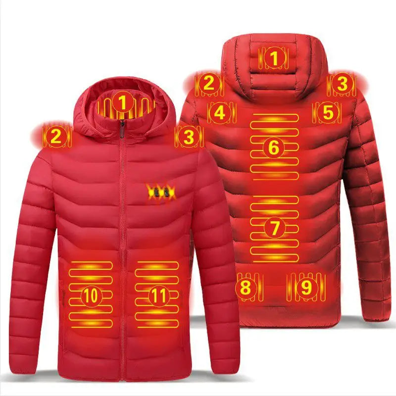 Men's USB Heated Parka – Hooded Padded Winter Jacket with Smart Thermostat
