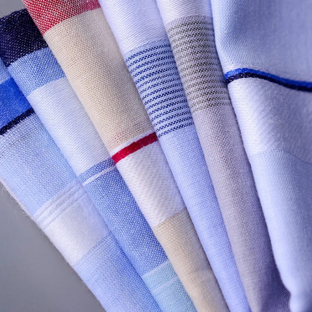 5-Pack Cotton Pocket Handkerchiefs – 38 x 38 cm (15 x 15 in) Plaid Stripe Pocket Squares, Random Colors