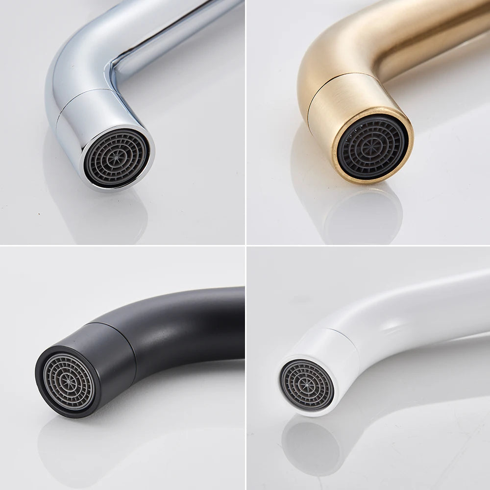 Single-Handle Basin Faucet Mixer Tap Single Hole Deck-Mount Matte Black Brushed Gold Bathroom Sink Tap