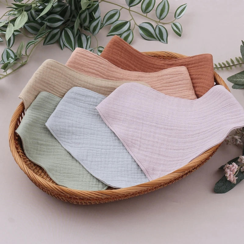 Baby Cotton Bandana Bibs - Triangle Burp Cloths for Feeding & Drool, 16.5 x 7.5 in (42 x 29 cm) - 3/4/5-Pack Unisex