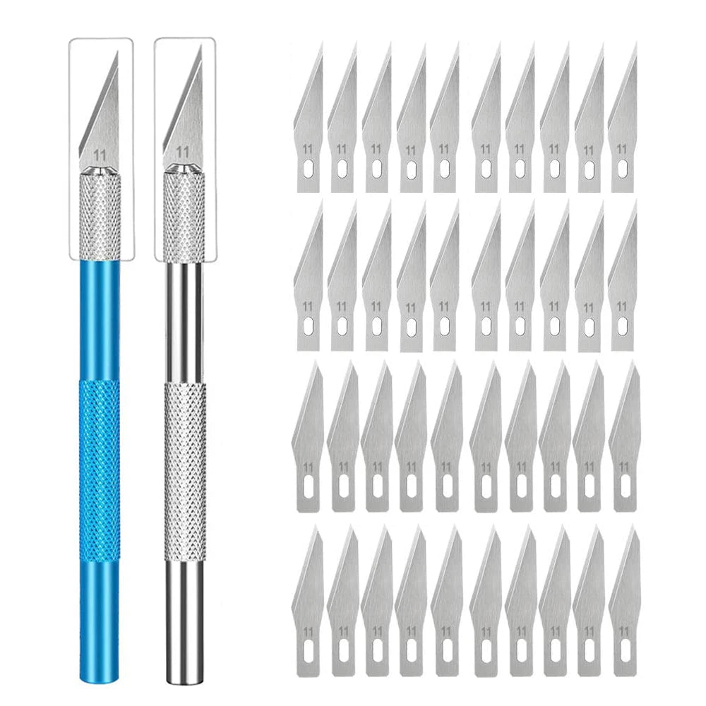 Non-Slip Metal Engraving Craft Knife Kit with #11 Blades — Precision PCB & Mobile Phone Repair Tool (10 or 40 pcs)