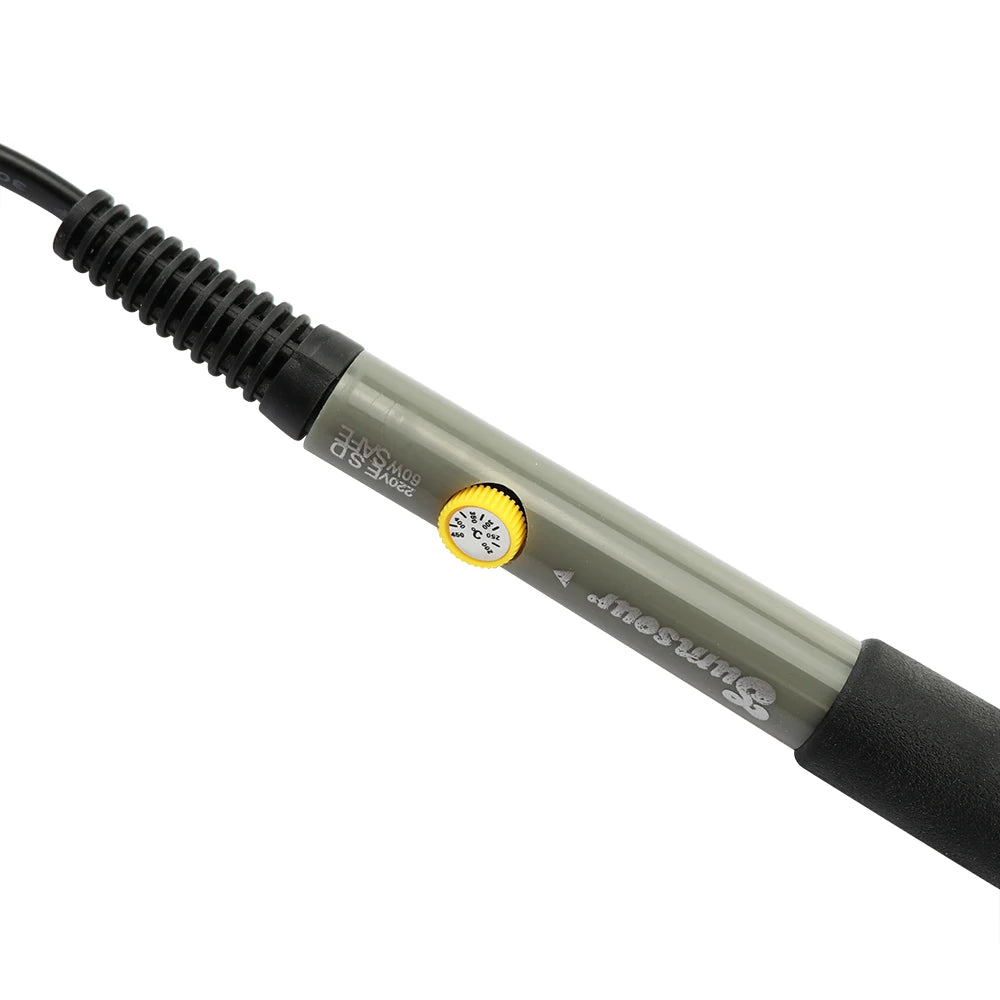 60W Adjustable Temperature Soldering Iron 200–450°C Electric Rework Station with 5 Tips & Stand, 110/220V EU/US Plug