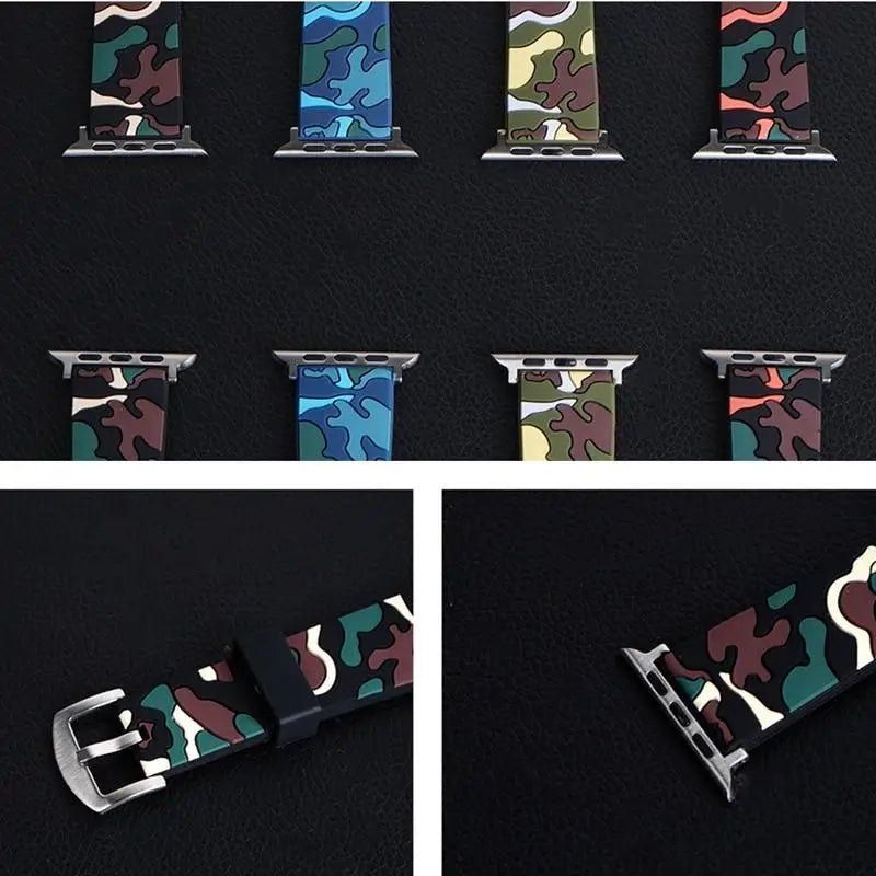 Silicone Camouflage Watch Band - Universal Smartwatch Strap Fits 38/40/41/42/44/45/46/49mm