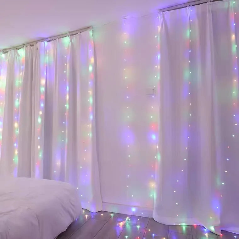 LED Curtain String Lights for Christmas - Remote-Control Holiday Garland, 3x3 m (9.8x9.8 ft) 300 LEDs | 3x2 m (9.8x6.6 ft) 200 LEDs | 3x1 m (9.8x3.3 ft)