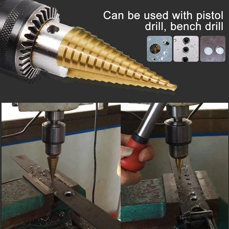 Titanium Coated HSS Step Drill Bit 4-20mm & 4-32mm - Cone Hole Cutter for Metal and Wood