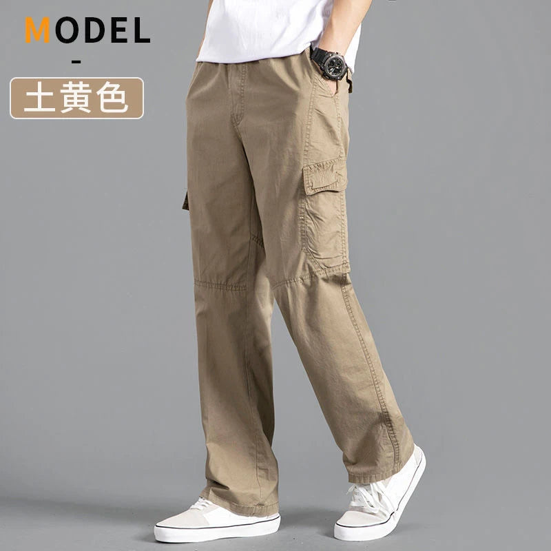 Men's Cotton Cargo Pants – Casual Work Joggers with Pockets, Waist 29–46 in (74–117 cm) | Up to 6XL