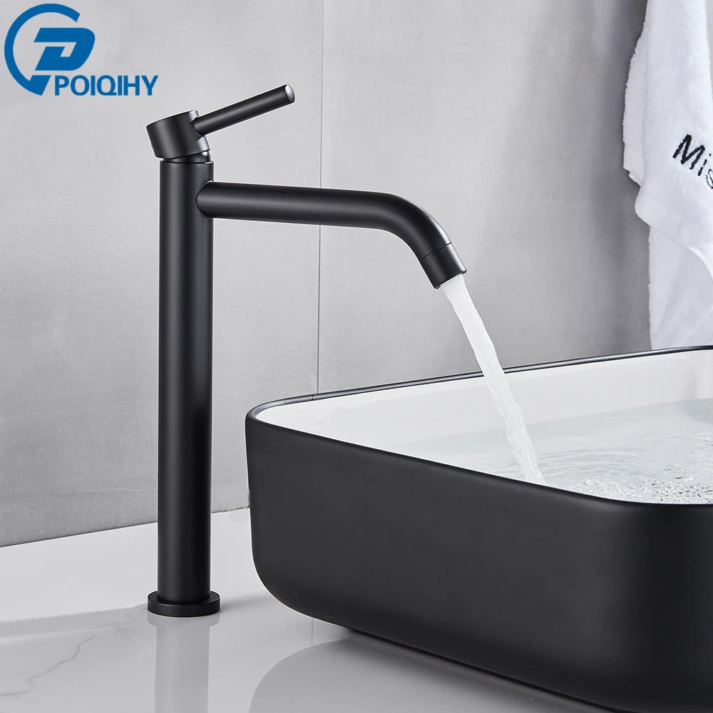 Single-Handle Basin Faucet Mixer Tap Single Hole Deck-Mount Matte Black Brushed Gold Bathroom Sink Tap