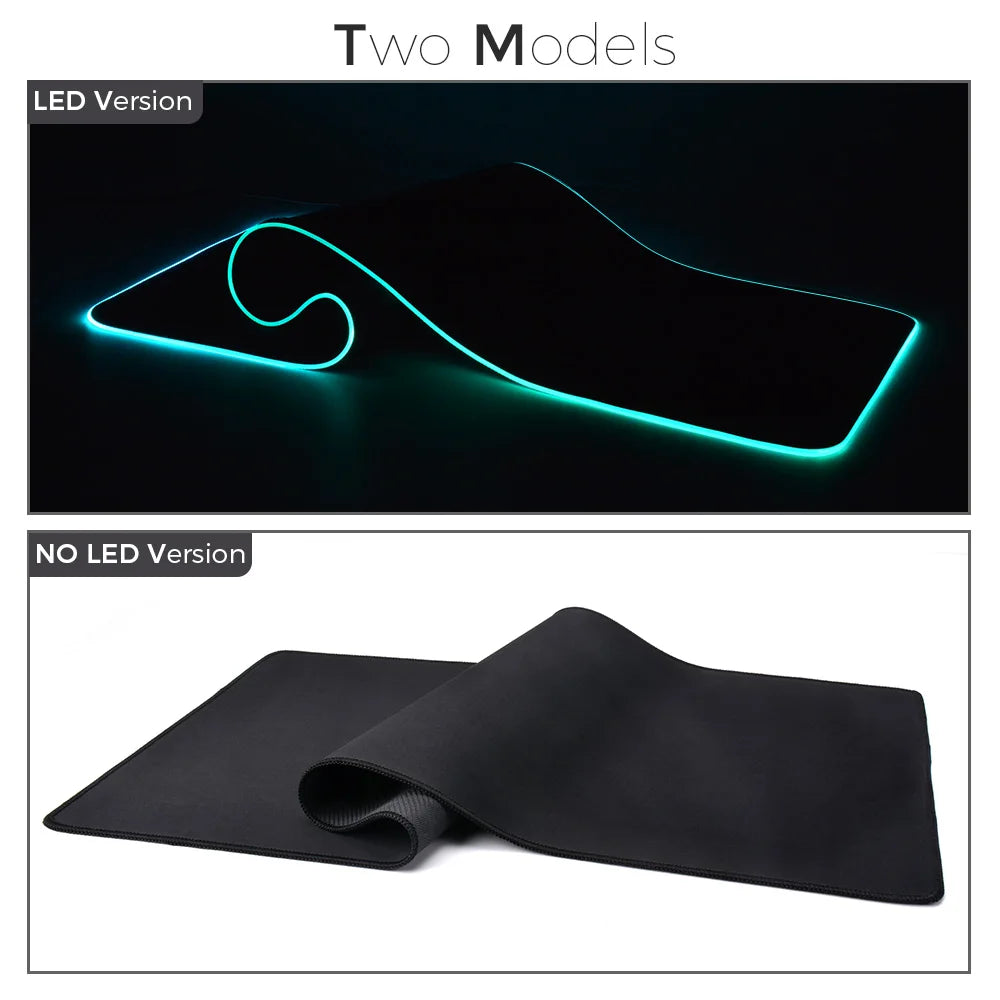 RGB LED Gaming Mouse Pad — Waterproof Large Desk Mat, Non-Slip Rubber, Multiple Sizes (70 x 30–90 x 40 cm / 27.6 x 11.8–35.4 x 15.7 in)