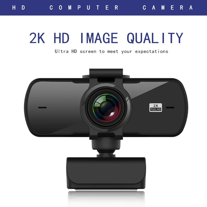 2K 1440P Autofocus USB Webcam with Stereo Microphone and Privacy Shutter for PC, Mac & Laptop