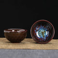 1-Pc Temmoku Glaze Jian Zhan Porcelain Kung Fu Tea Cup - Handmade Ceramic Teacup for Oolong & Pu'er
