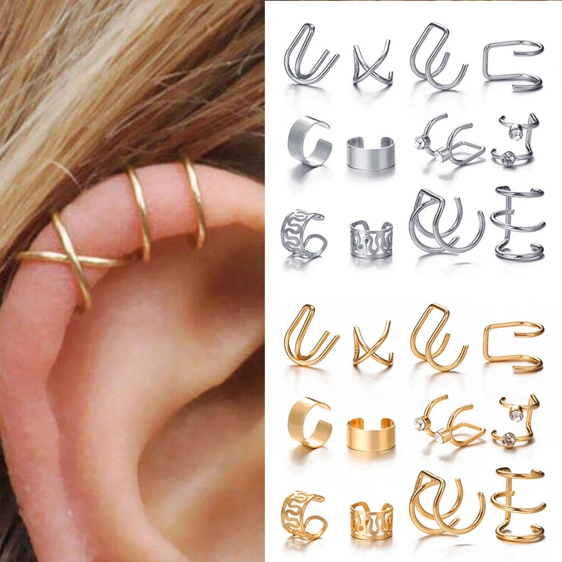 Gold Leaf Ear Cuff Clip-On Earrings for Women — No-Piercing Cartilage Climbers