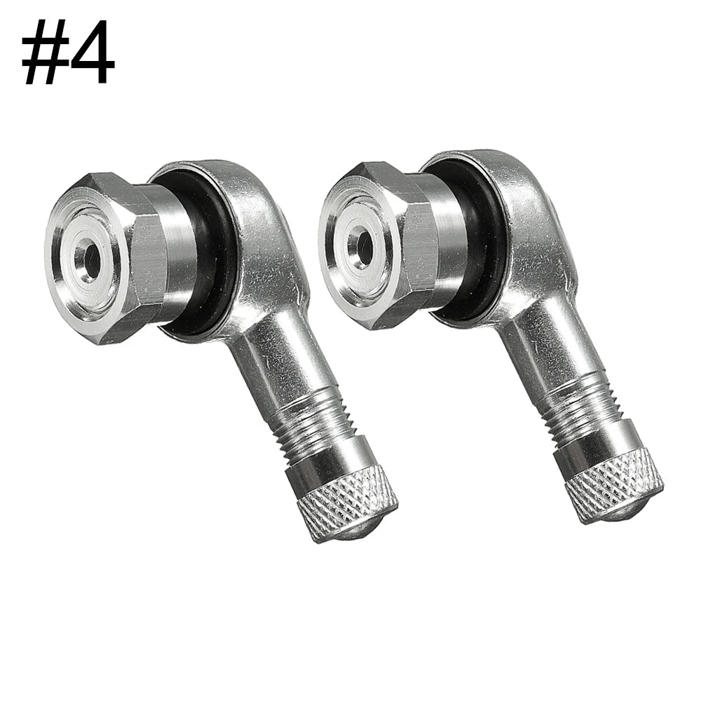 2-Pack 90° Aluminum Motorcycle Tubeless Valve Stem Caps — 11.3mm (0.45in) Fit