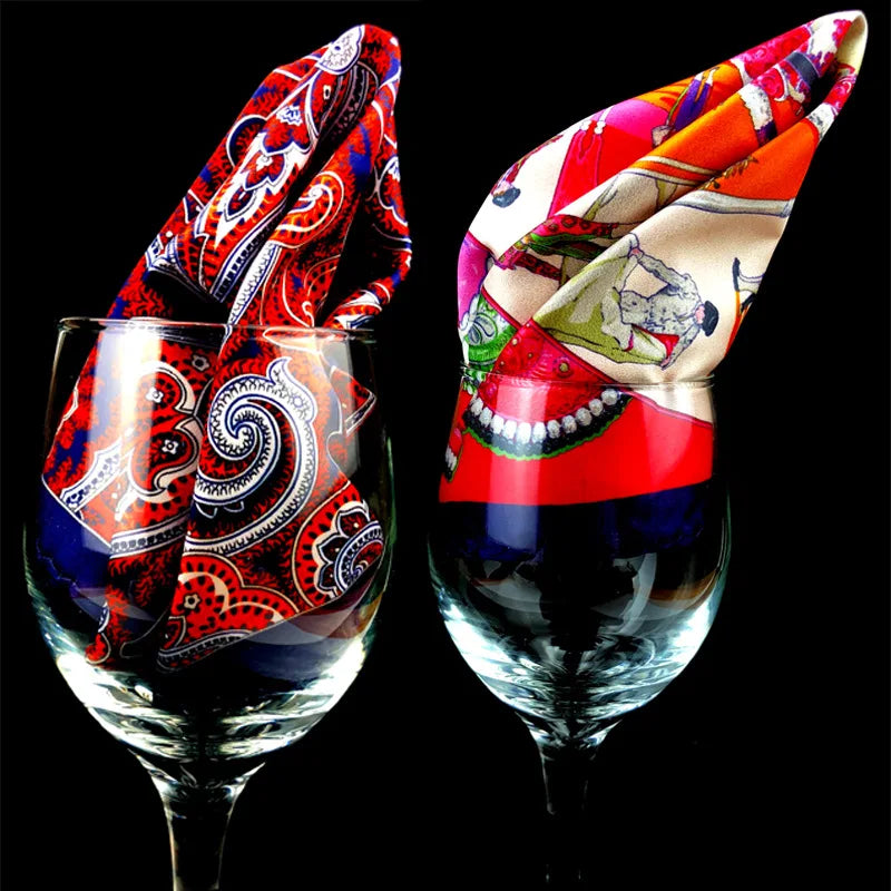 Men's Printed Pocket Square Handkerchief 9.1 x 9.1 in (23 x 23 cm) Paisley Retro Dress Hanky
