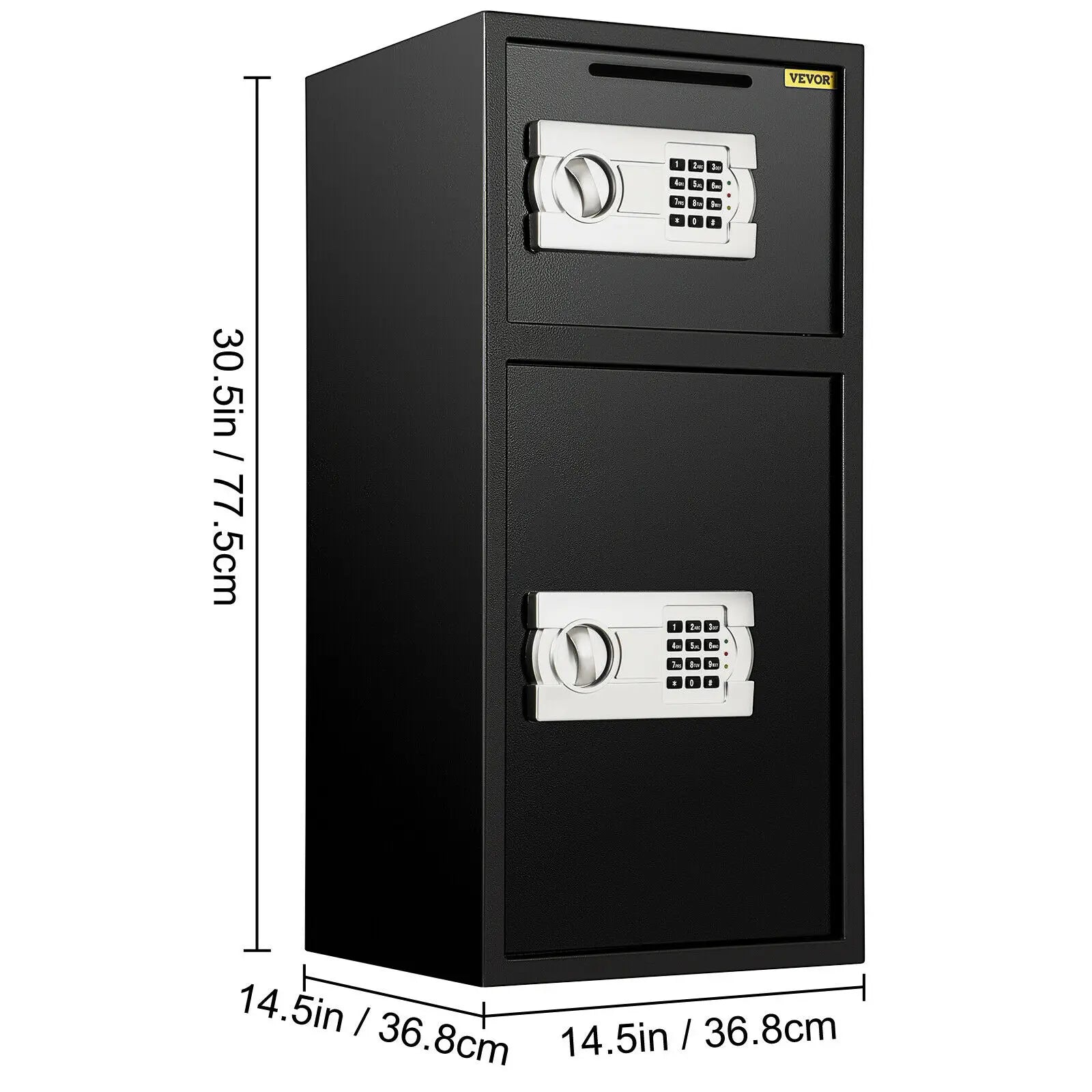 33-Inch (84 cm) Double Door Electronic Safe Deposit Box, Dual-Compartment Steel Security Safe for Home & Office