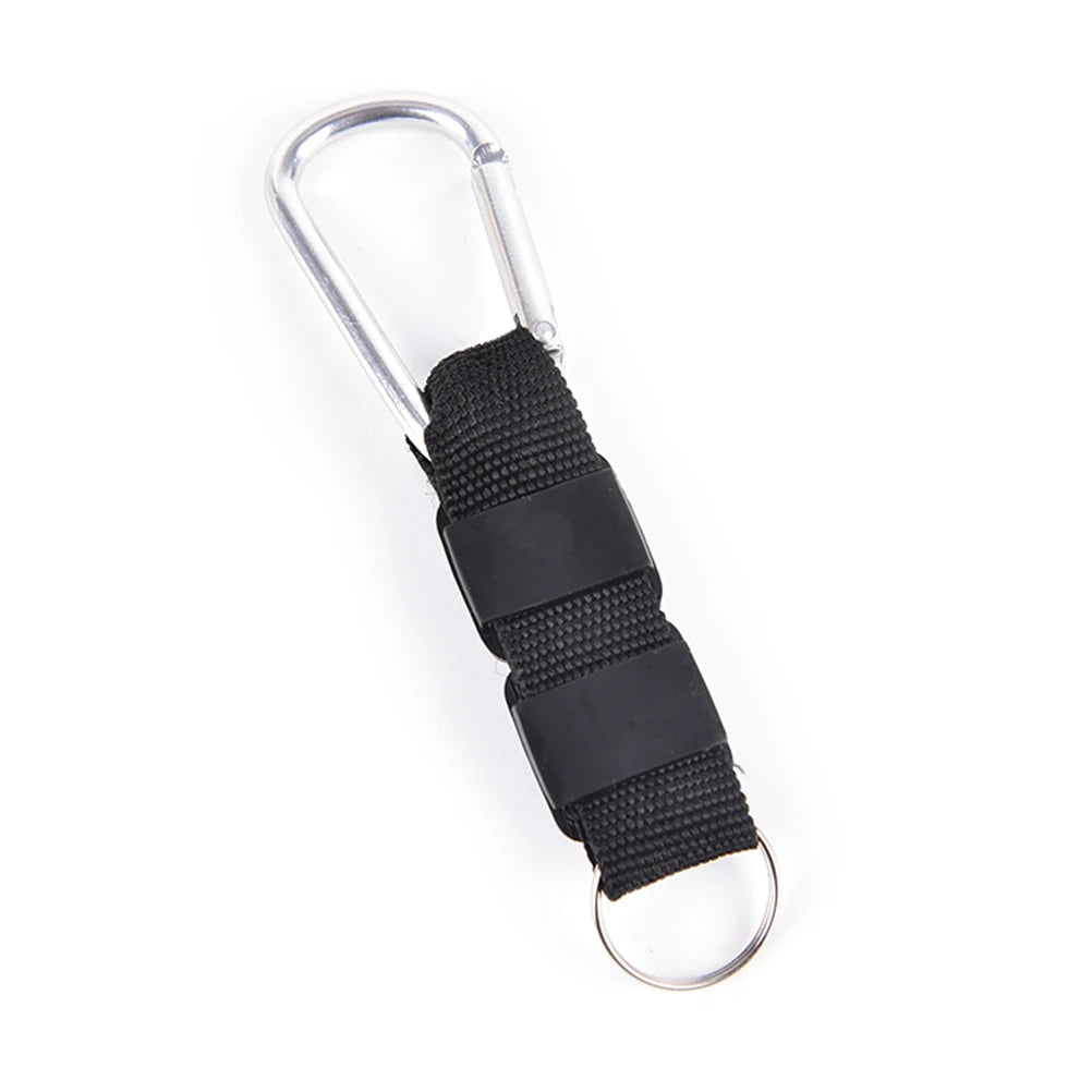 3-in-1 Mini Carabiner Keychain with Compass & Thermometer for Camping, Climbing & Hiking, Black