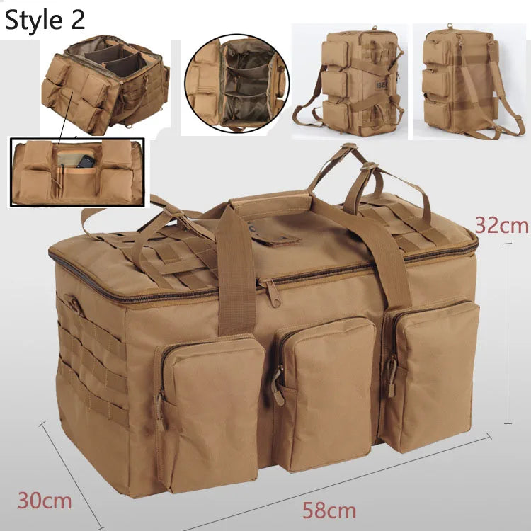 55L Tactical Duffel Backpack – Convertible Weekend Travel, Gym & Camping Bag with MOLLE Webbing