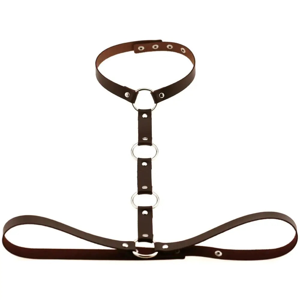 Vegan Leather Sword Belt Body Harness Cage – Gothic Punk Waist Chain for Cosplay & Festival