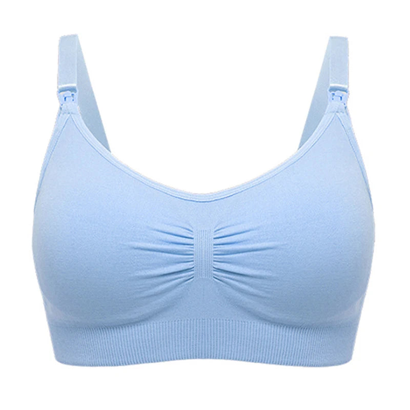 Plus Size Nursing Bra Breathable Seamless Maternity Breastfeeding Bra Wire-Free with Removable Pads