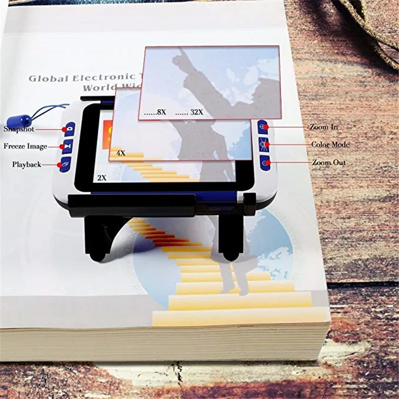 2–32x 3.5-inch (89 mm) Color LCD Digital Magnifier — Portable Electronic Reading Loupe for Low Vision