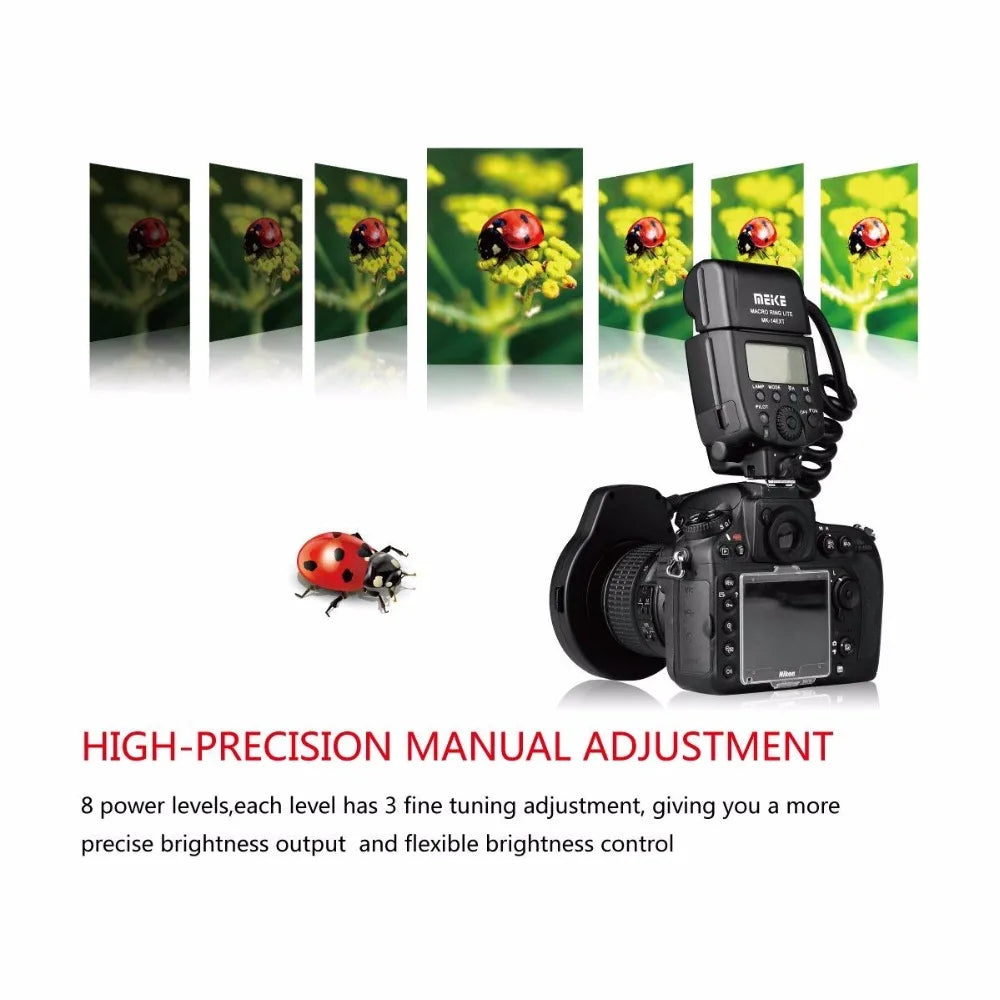 Macro TTL Ring Flash Speedlite for DSLR & Mirrorless Cameras with 52–77mm Adapter Rings | TTL & HSS Compatible