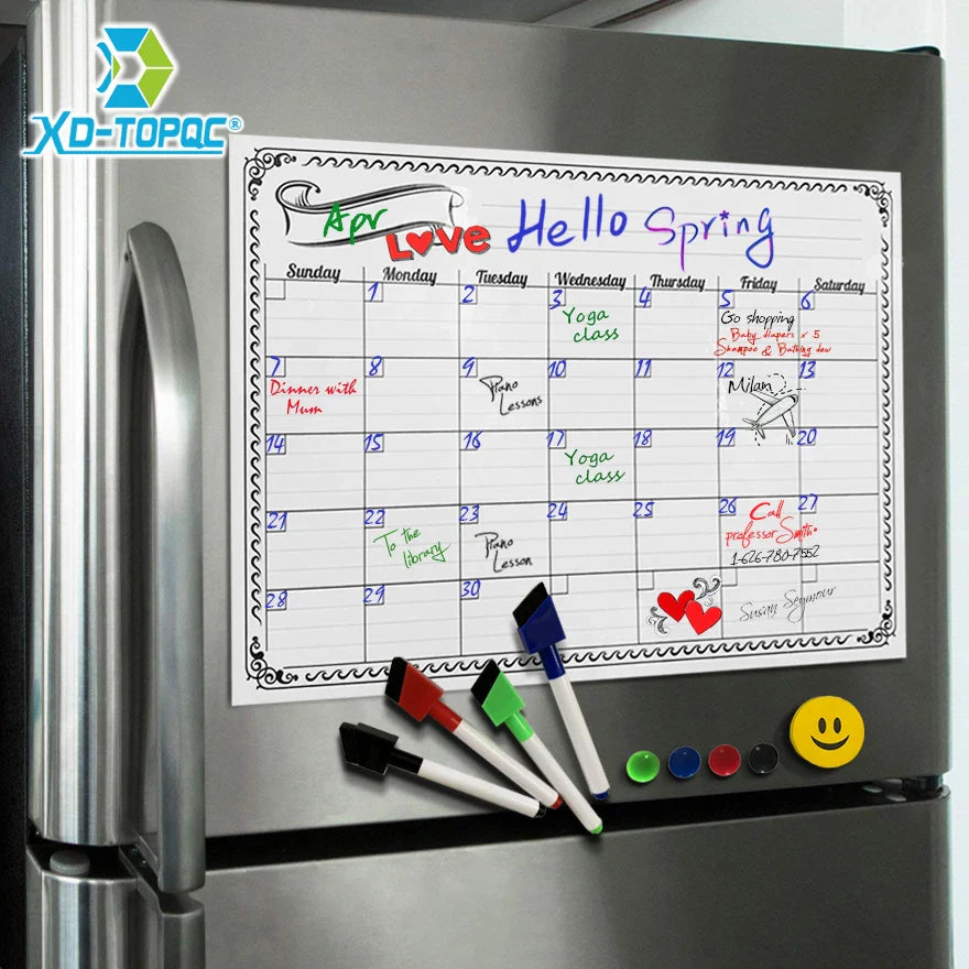 A3 Magnetic Weekly & Monthly Planner Whiteboard - Flexible Fridge Message & Drawing Board (11.7 x 16.5 in / 29.7 x 42 cm)