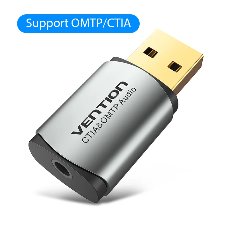 USB 2-in-1 External Sound Card 3.5mm Audio Adapter for Earphones, Headsets & PC