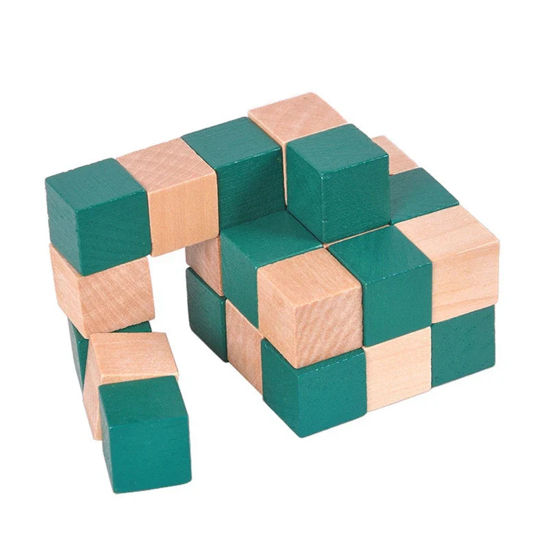 Wooden Dragon Tail IQ Puzzle - 3D Tangram Jigsaw Brain Teaser, Educational Wooden Puzzle for Kids & Adults