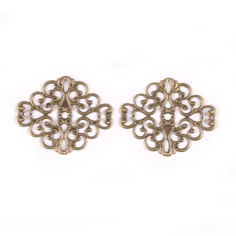 20-Pack Metal Filigree Flower Wraps Connectors for Jewelry Making & Scrapbooking, 41 x 31 mm (1.61 x 1.22 in) – Gold Silver Bronze